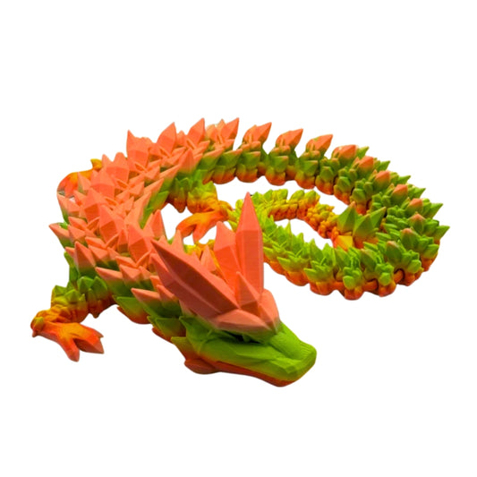 Large Crystal Dragon - articulated 3D printed dragon with crystal detailing by ELIT3D