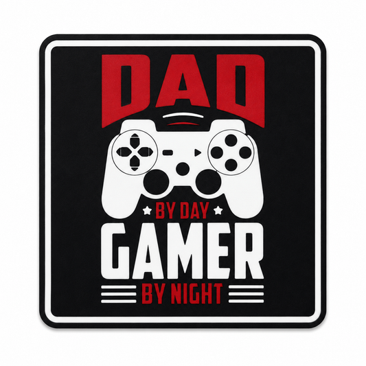 Dad by Day, Gamer by Night Coaster - 3D printed novelty drinks coaster by ELIT3D
