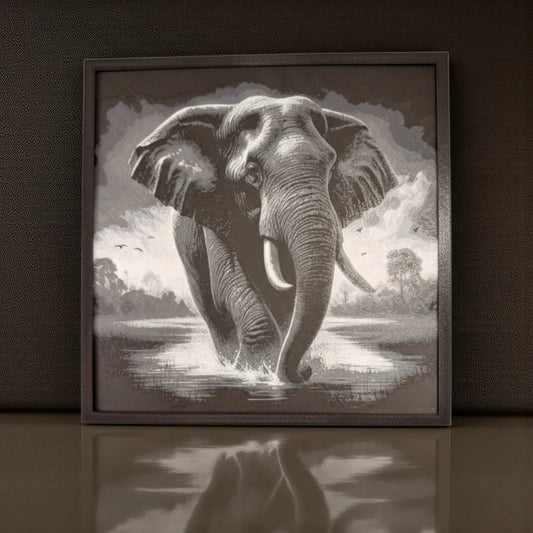 Elephant Framed 3D Art Print - framed 3D printed elephant wall art by ELIT3D