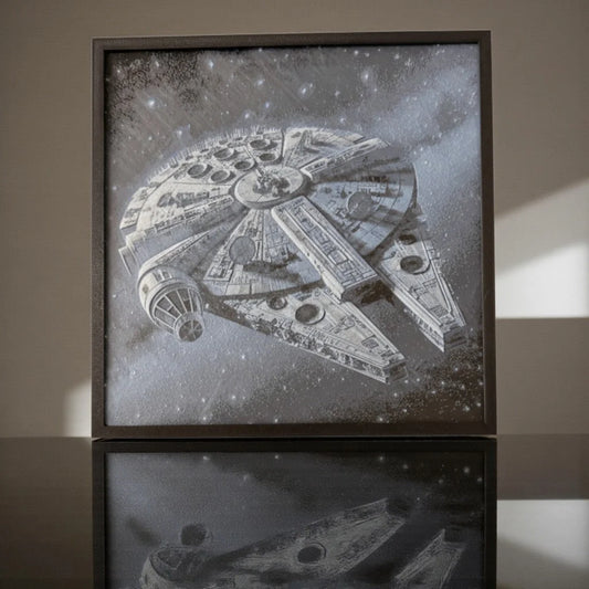 Galaxy Freighter Framed 3D Fan Art Print - framed 3D printed sci-fi spacecraft fan art by ELIT3D