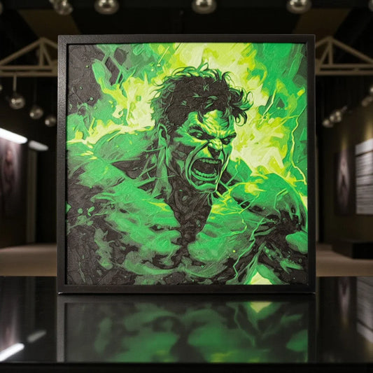 Green Rage Framed 3D Fan Art Print - framed 3D printed comic character fan art by ELIT3D