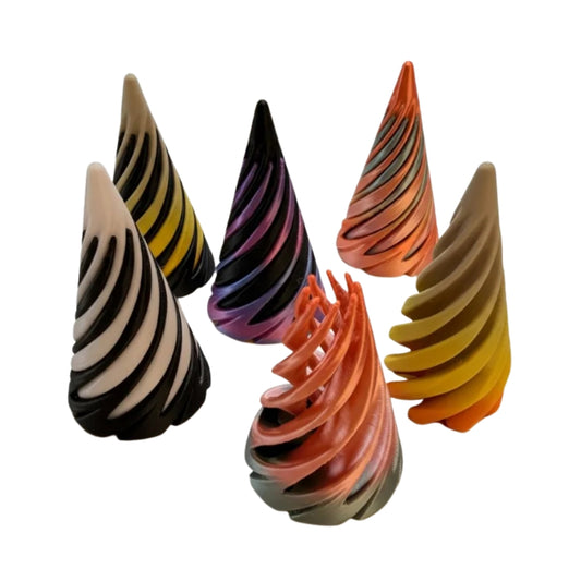 Impossible Passthrough Cone Fidget - 3D printed interlocking spiral cone puzzle by ELIT3D