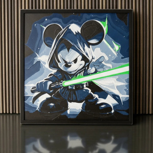 Jedi Mouse Framed 3D Fan Art Print - framed 3D printed sci-fi character fan art by ELIT3D