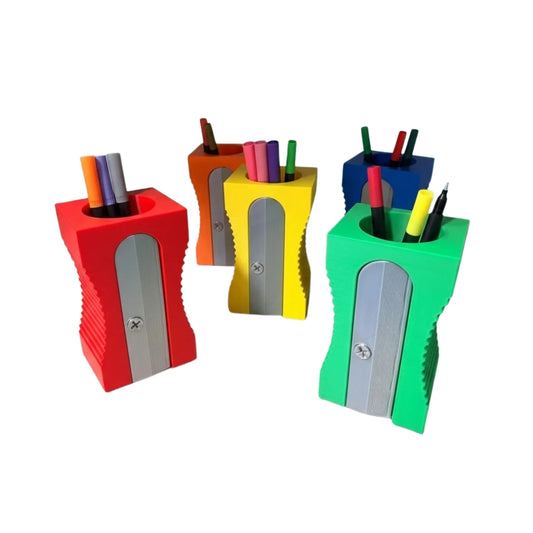 Pencil Sharpener Pen Pot - 3D printed pen pot shaped like a classic pencil sharpener by ELIT3D