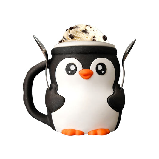 Penguin Ice Cream Tub Holder - 3D printed penguin-shaped ice cream tub holder by ELIT3D