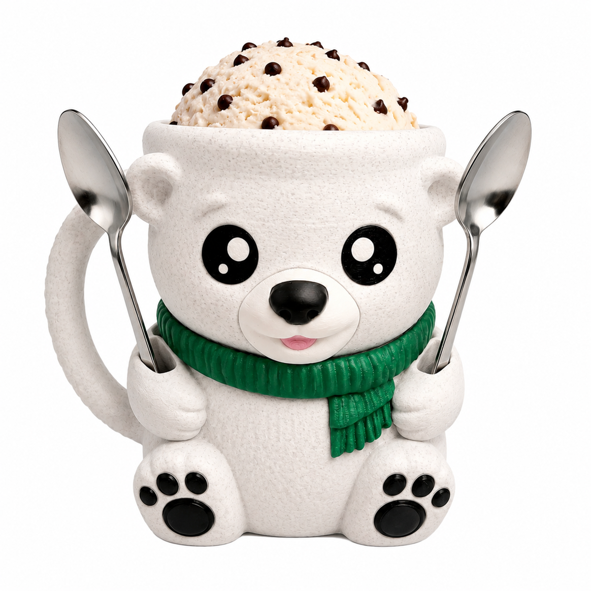 Polar Bear Ice Cream Tub Holder - 3D printed polar bear-shaped ice cream tub holder by ELIT3D