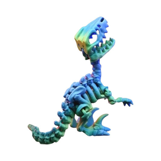Skeleton Raptor Dinosaur - articulated 3D printed skeletal dinosaur figure by ELIT3D