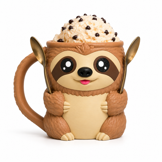 Sloth Ice Cream Tub Holder - 3D printed sloth-shaped ice cream tub holder by ELIT3D