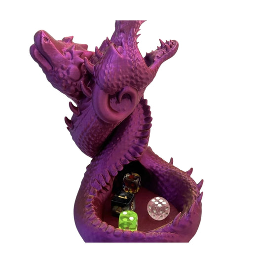 Twin Dragon Dice Tower - 3D printed dice tower with two intertwined dragons by ELIT3D